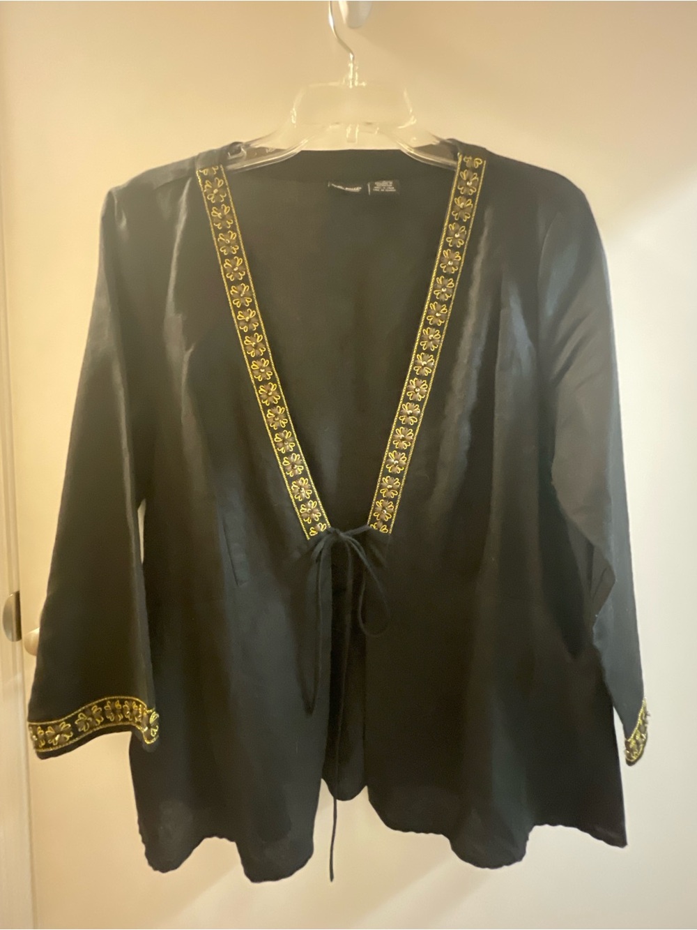 Willi Smith Black Jacket with Gold Embroidered Trim / Size: 14